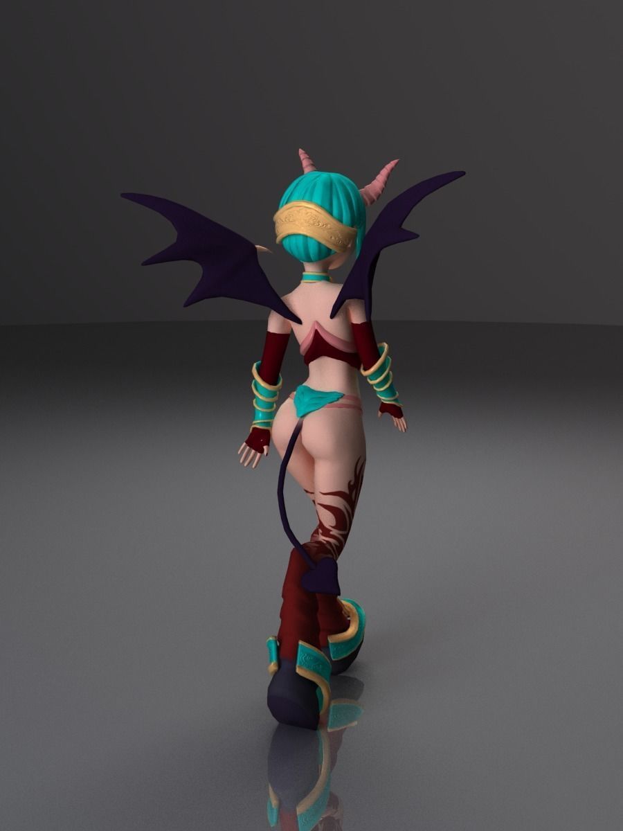 Succubus female character in bikini Low-poly 3D model_12