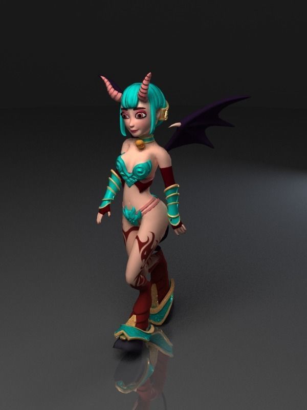 Succubus female character in bikini Low-poly 3D model_8