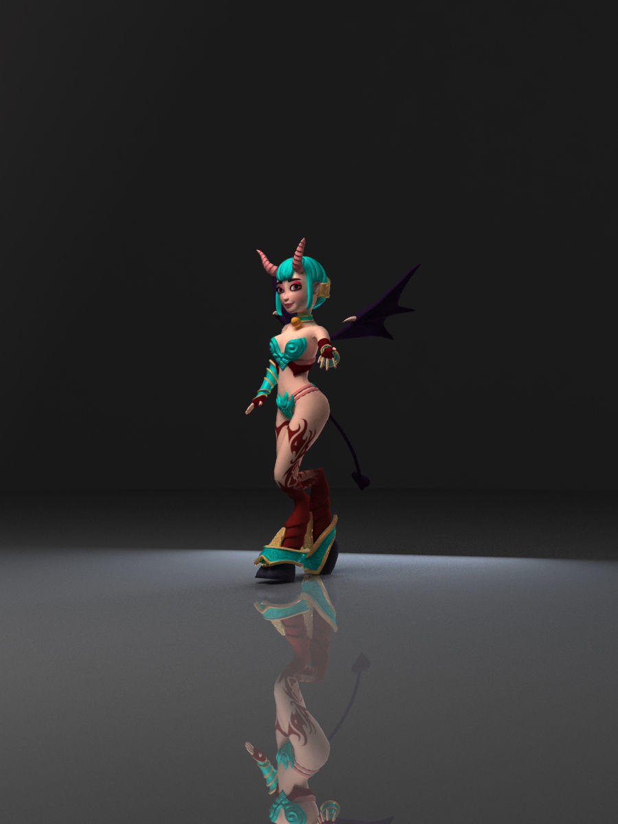 Succubus female character in bikini Low-poly 3D model_9