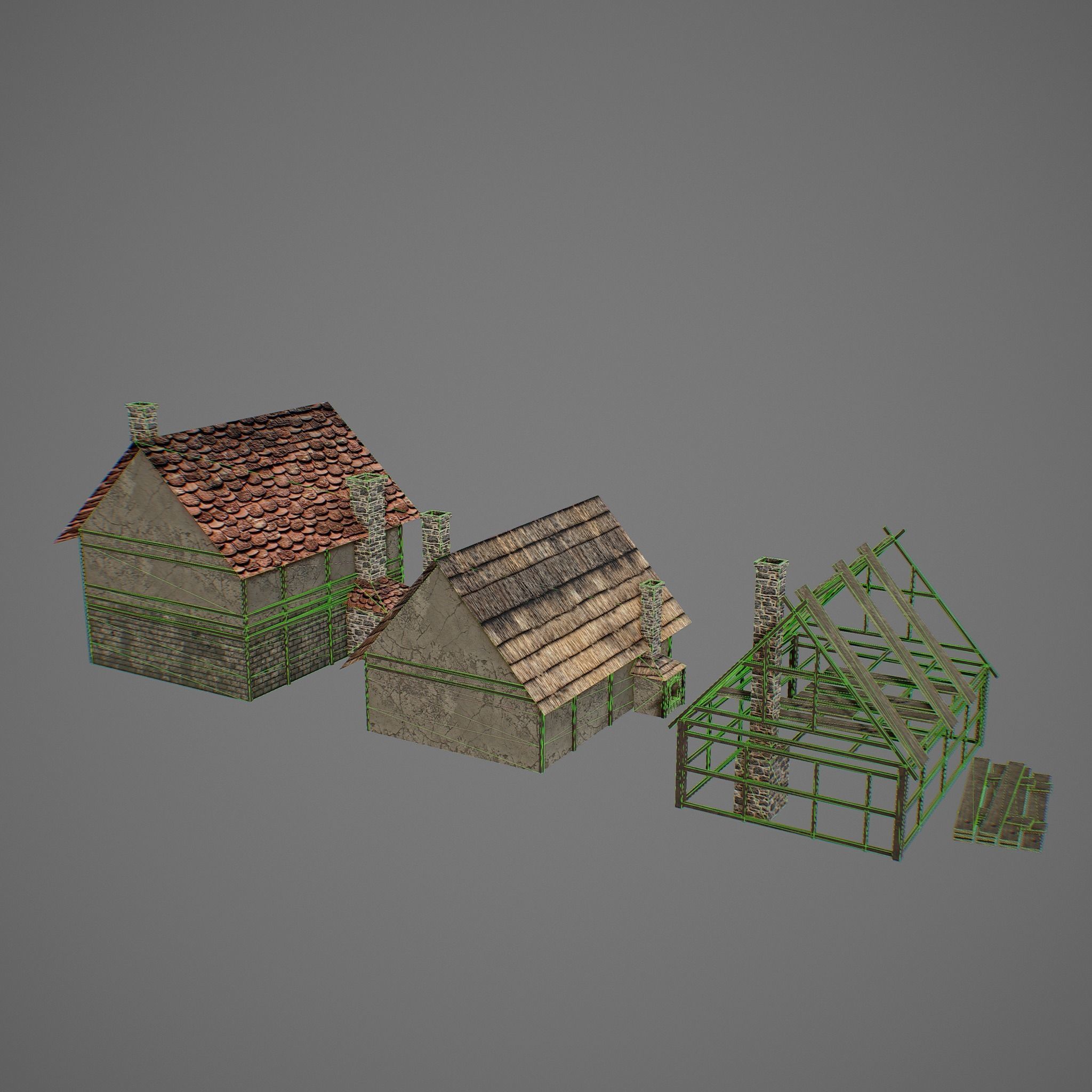 Bakery medieval houses Low-poly 3D model_10