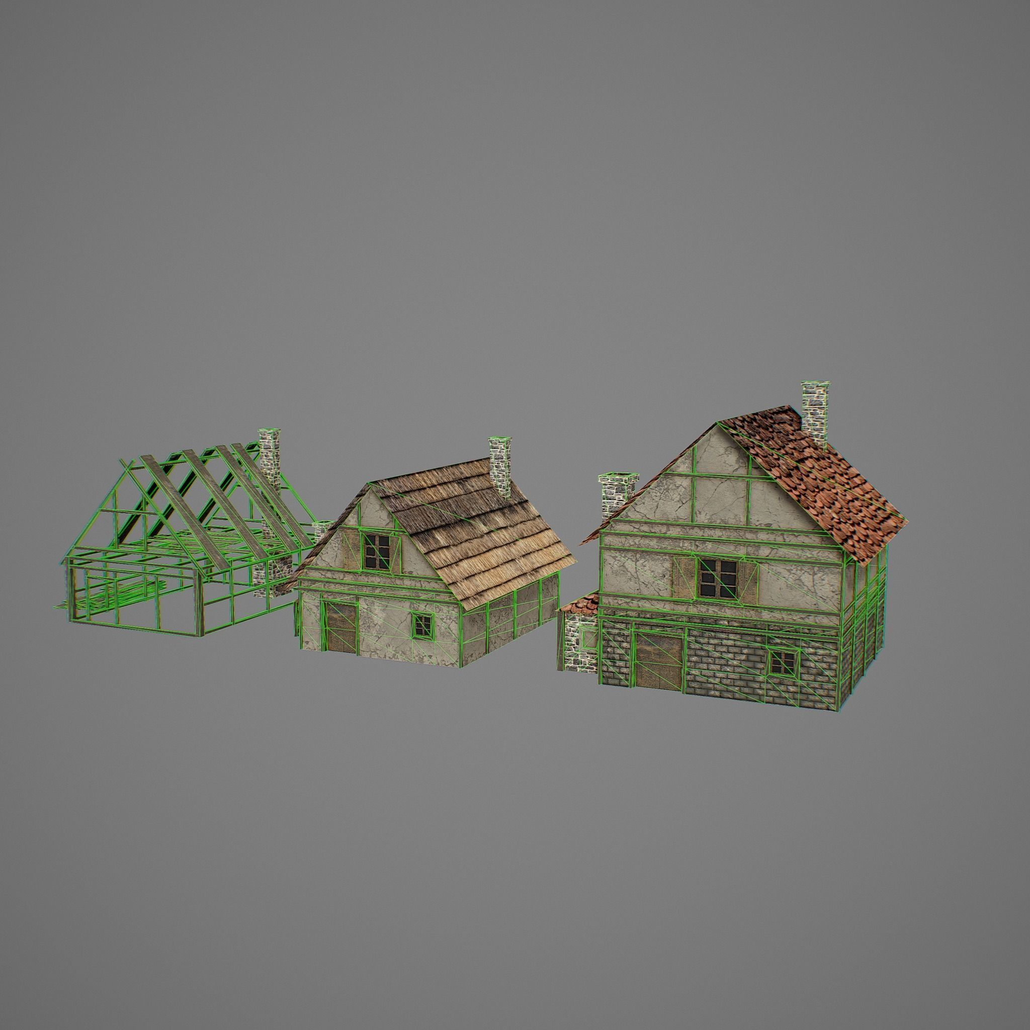 Bakery medieval houses Low-poly 3D model_1