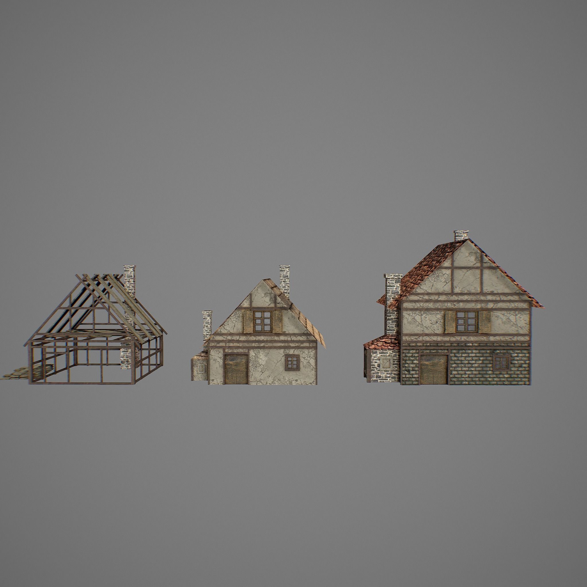 Bakery medieval houses Low-poly 3D model_5