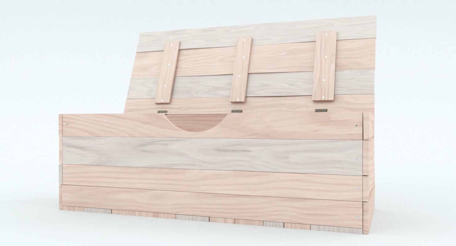 Wooden Square Chest Low-poly 3D model_11