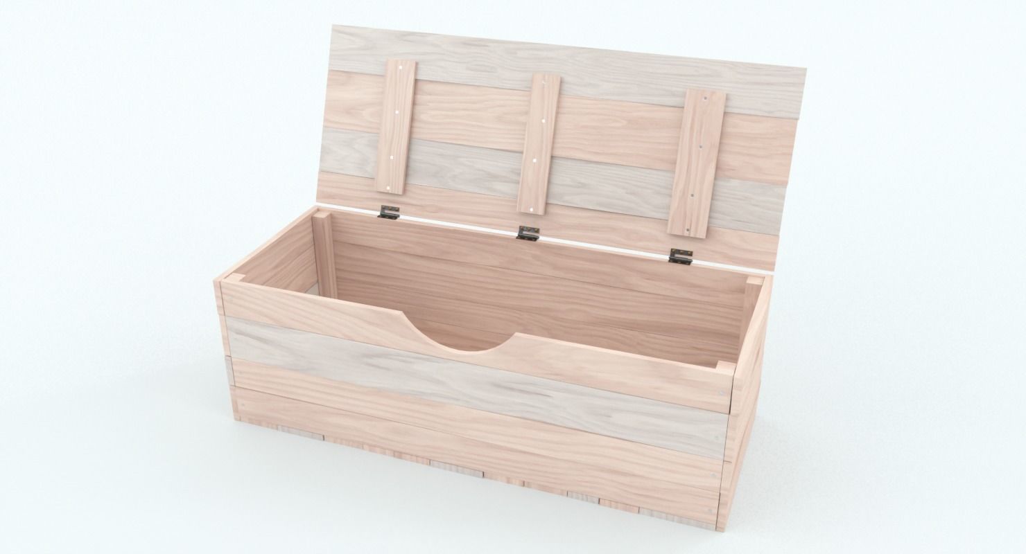 Wooden Square Chest Low-poly 3D model_3