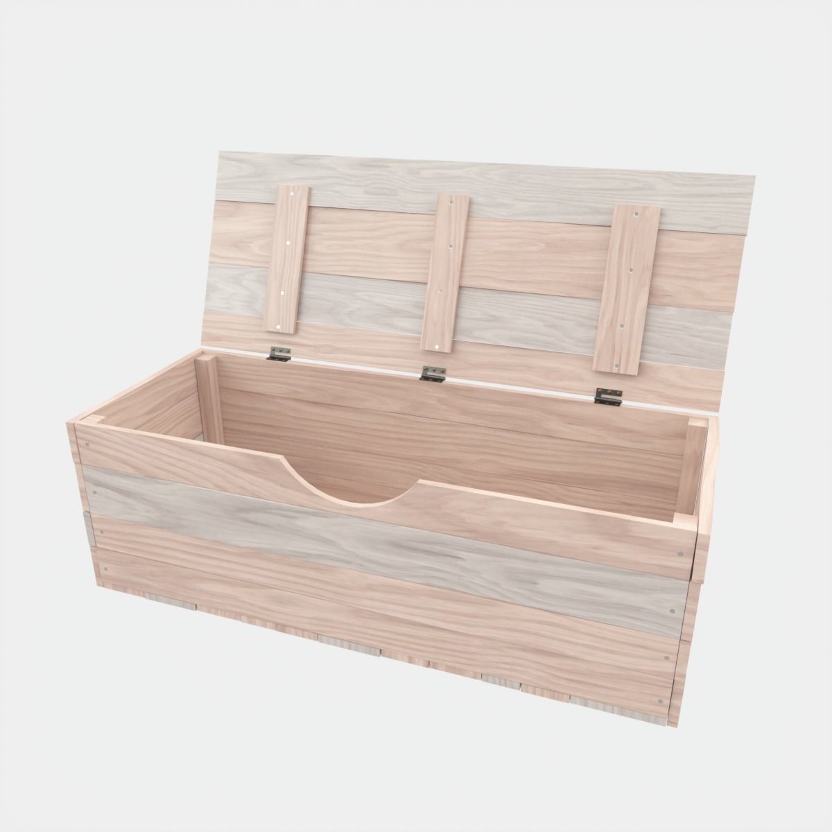 Wooden Square Chest Low-poly 3D model_2