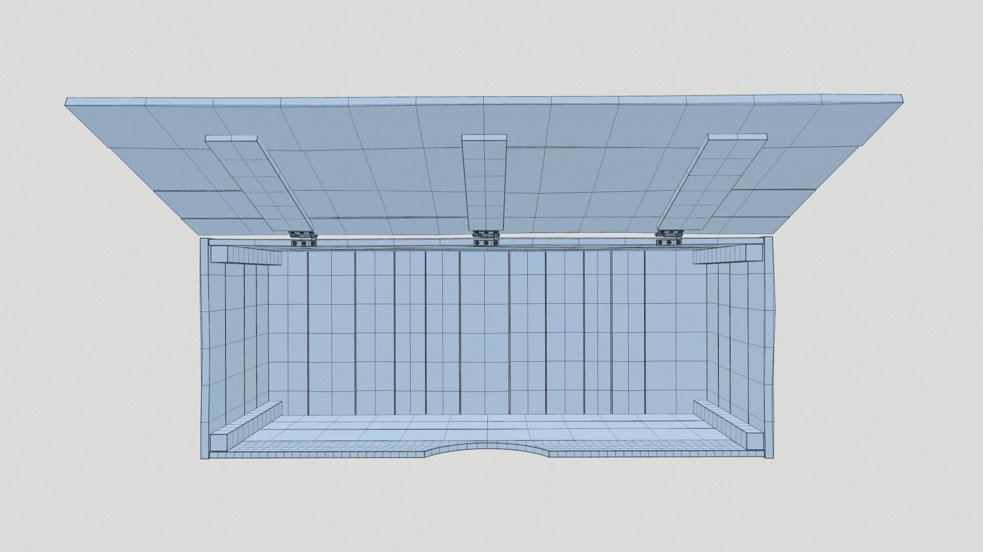 Wooden Square Chest Low-poly 3D model_8