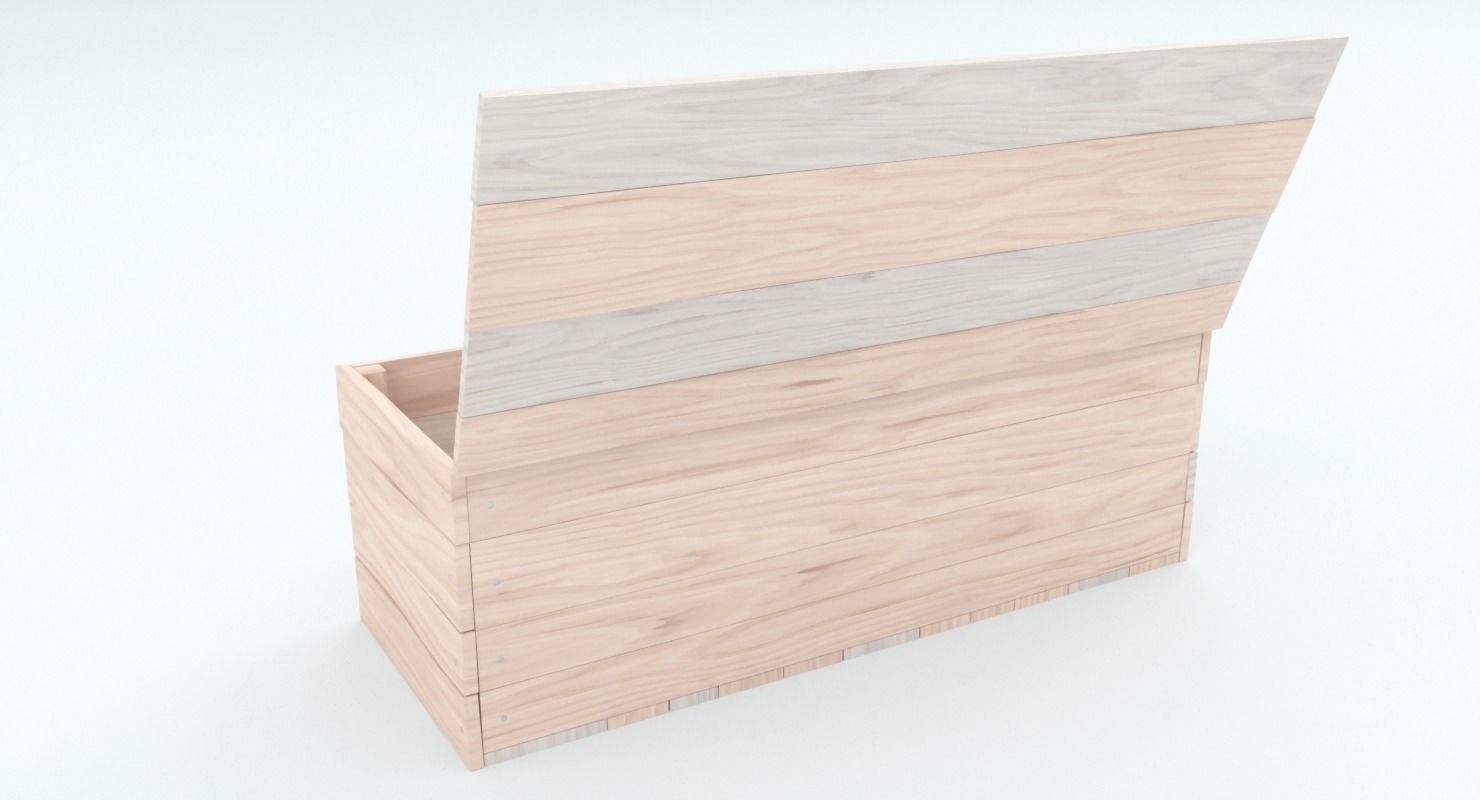 Wooden Square Chest Low-poly 3D model_6
