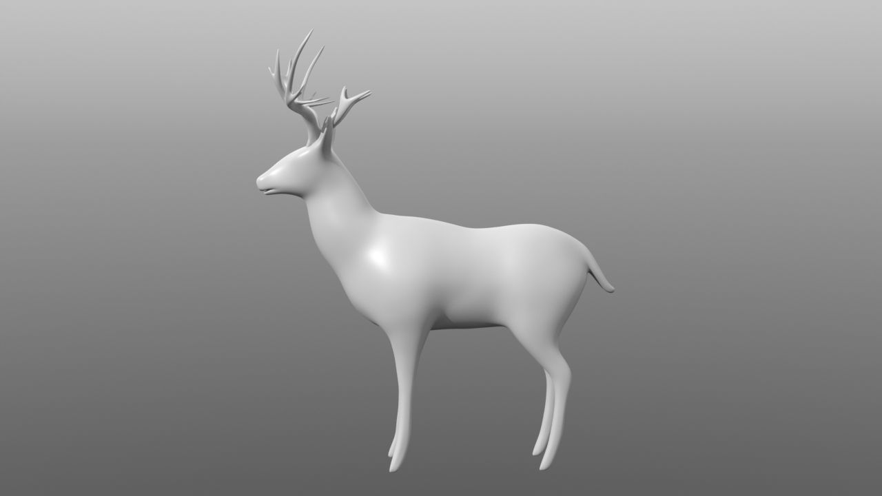 Deer low poly base mesh Low-poly 3D model_4
