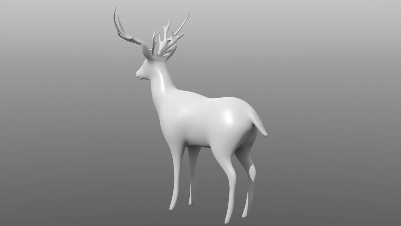 Deer low poly base mesh Low-poly 3D model_2