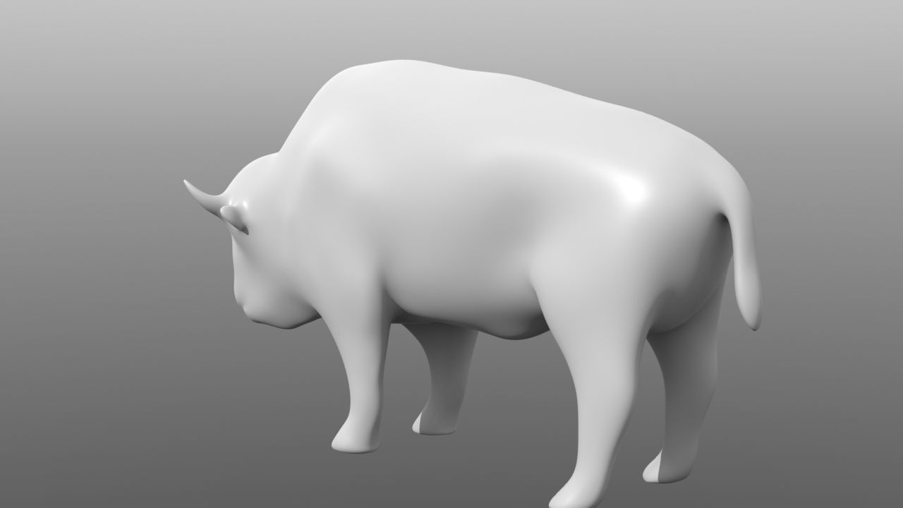 Bison low poly base mesh Low-poly 3D model_3