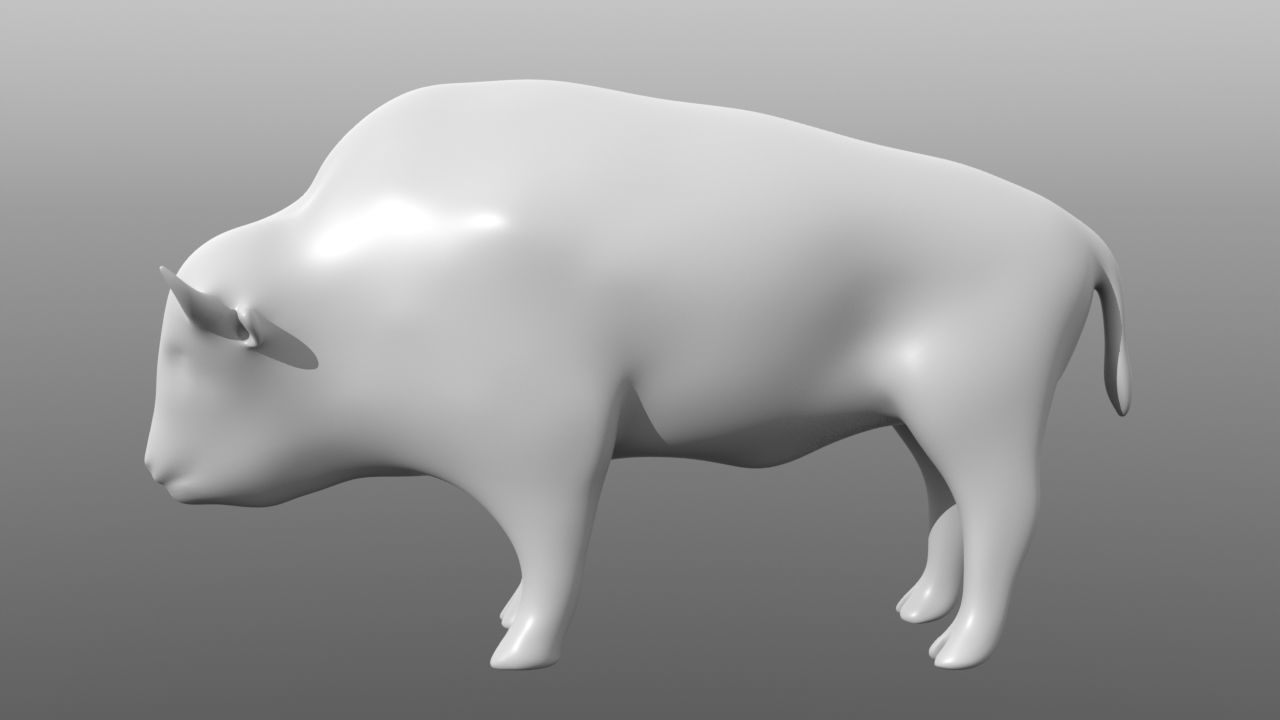 Bison low poly base mesh Low-poly 3D model_5