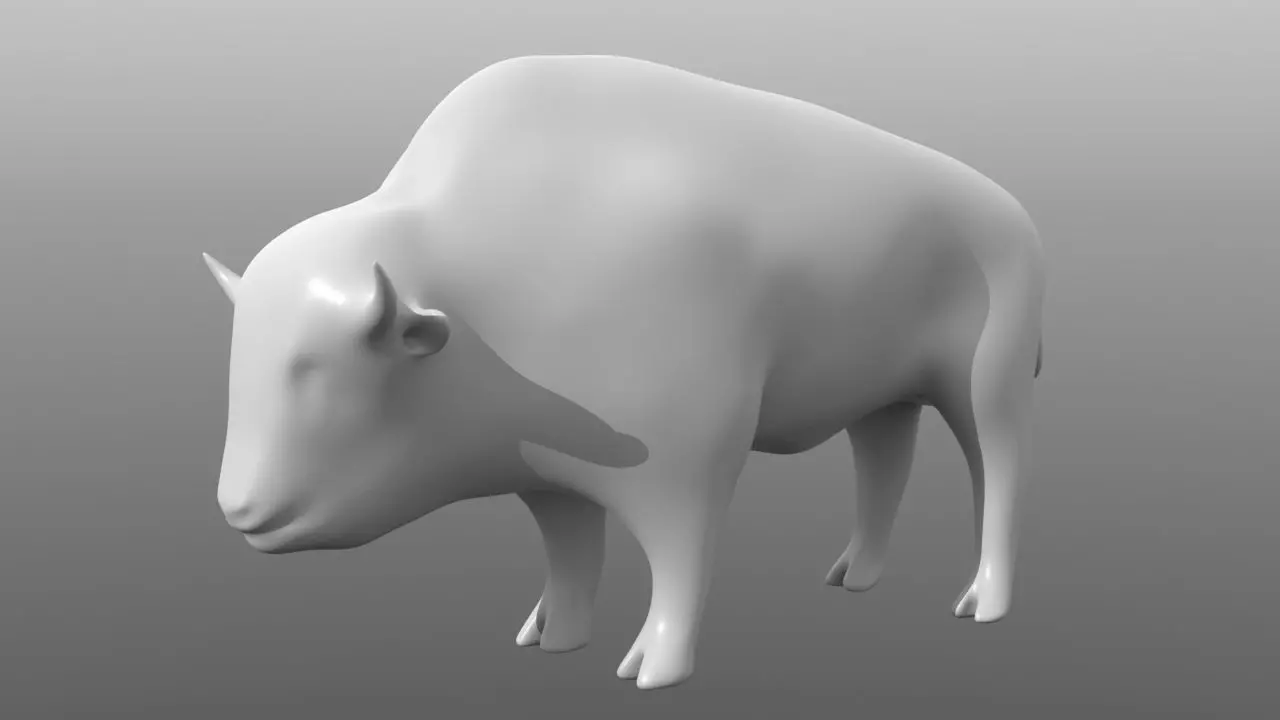 Bison low poly base mesh Low-poly 3D model_0