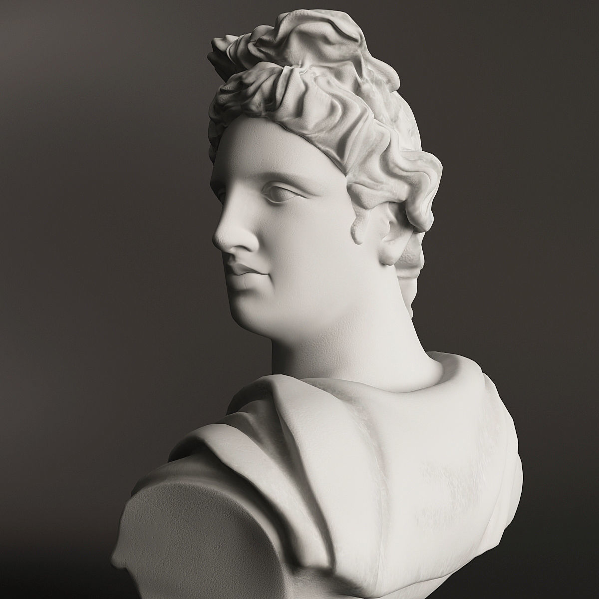 Apollo bust of ancient greek god 3D model_11