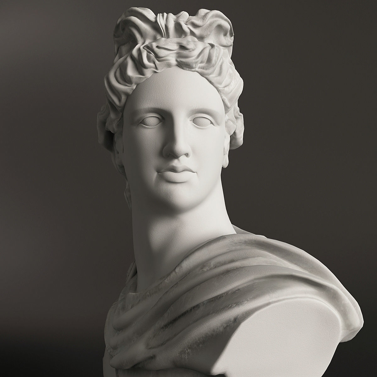 Apollo bust of ancient greek god 3D model_9