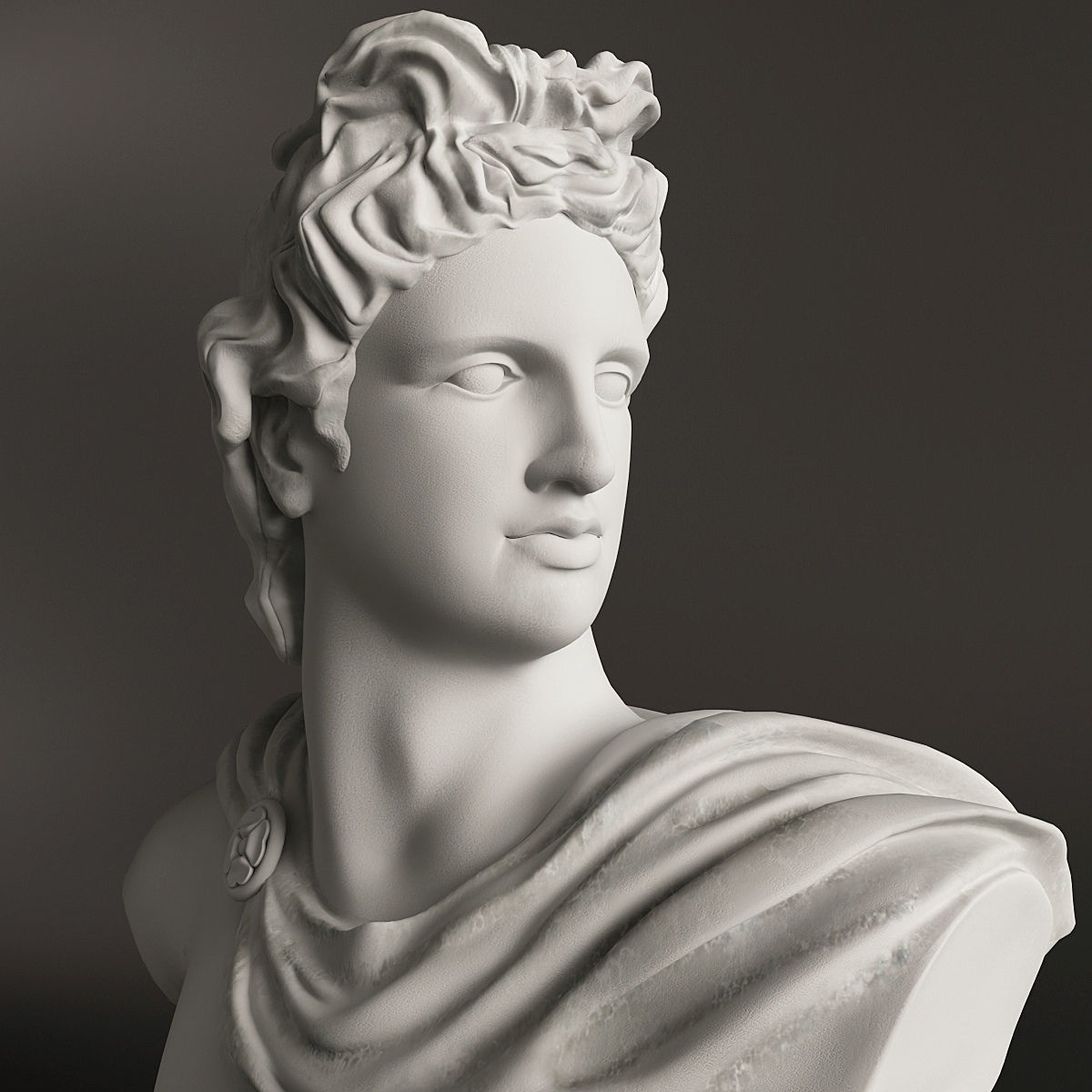 Apollo bust of ancient greek god 3D model_10