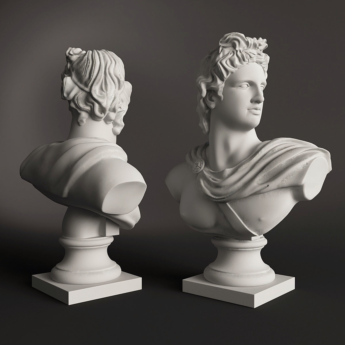 Apollo bust of ancient greek god 3D model_6