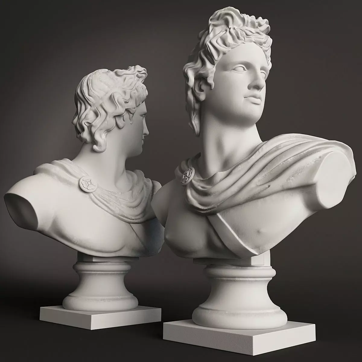 Apollo bust of ancient greek god 3D model_0