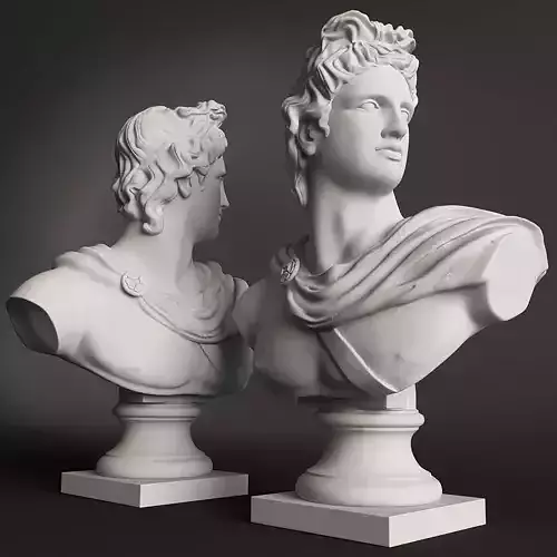 Apollo bust of ancient greek god 3D model