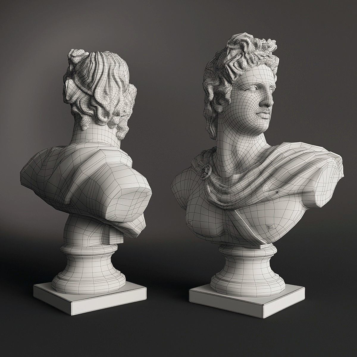 Apollo bust of ancient greek god 3D model_8