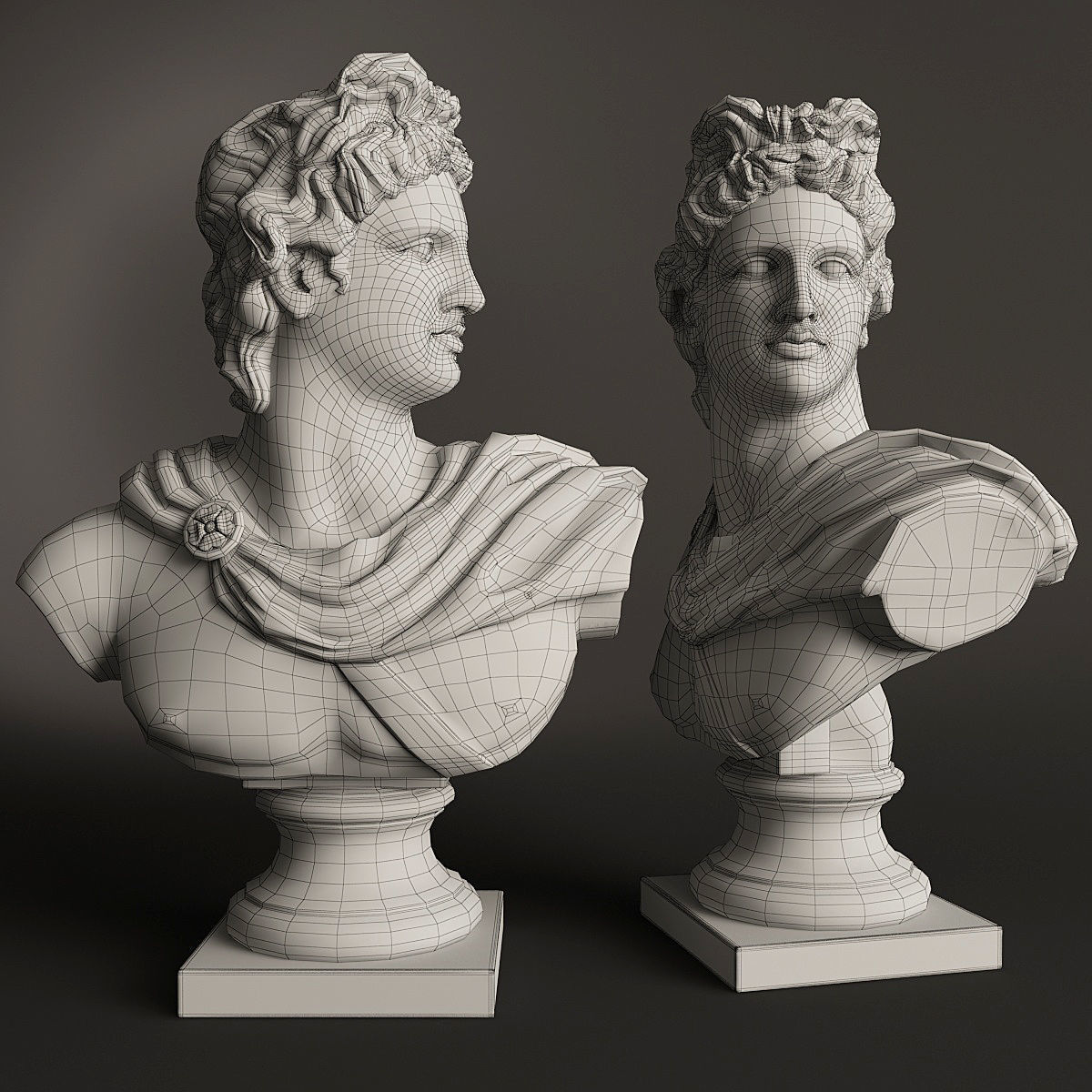 Apollo bust of ancient greek god 3D model_4