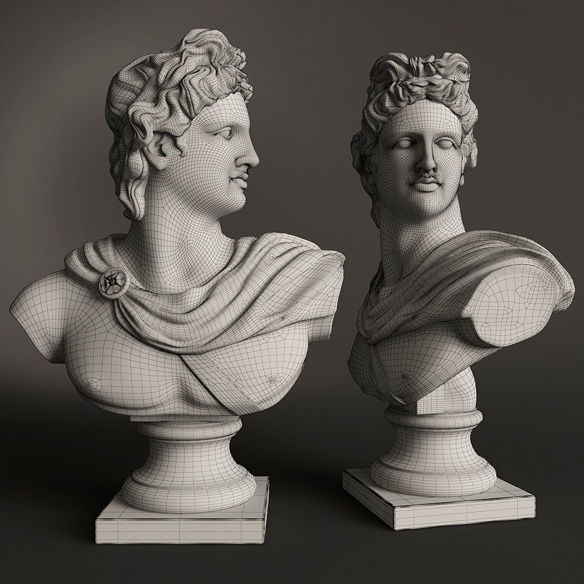 Apollo bust of ancient greek god 3D model_5