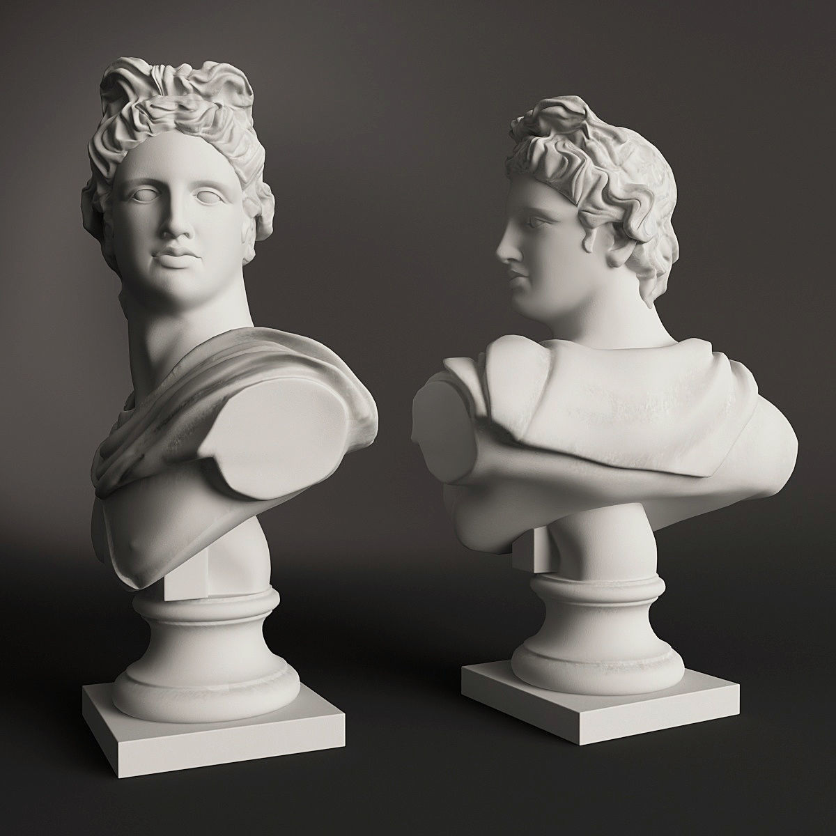 Apollo bust of ancient greek god 3D model_2