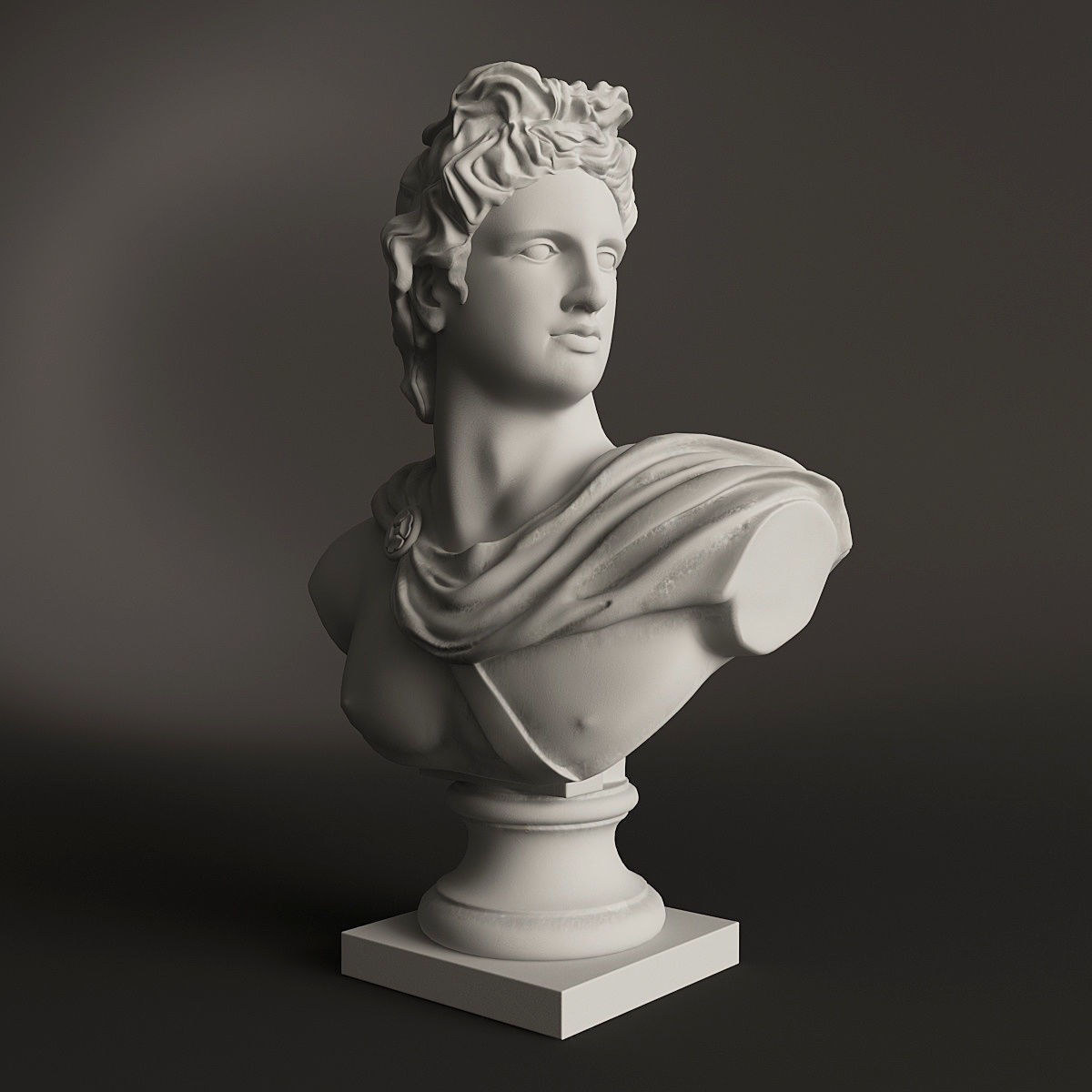 Apollo bust of ancient greek god 3D model_3
