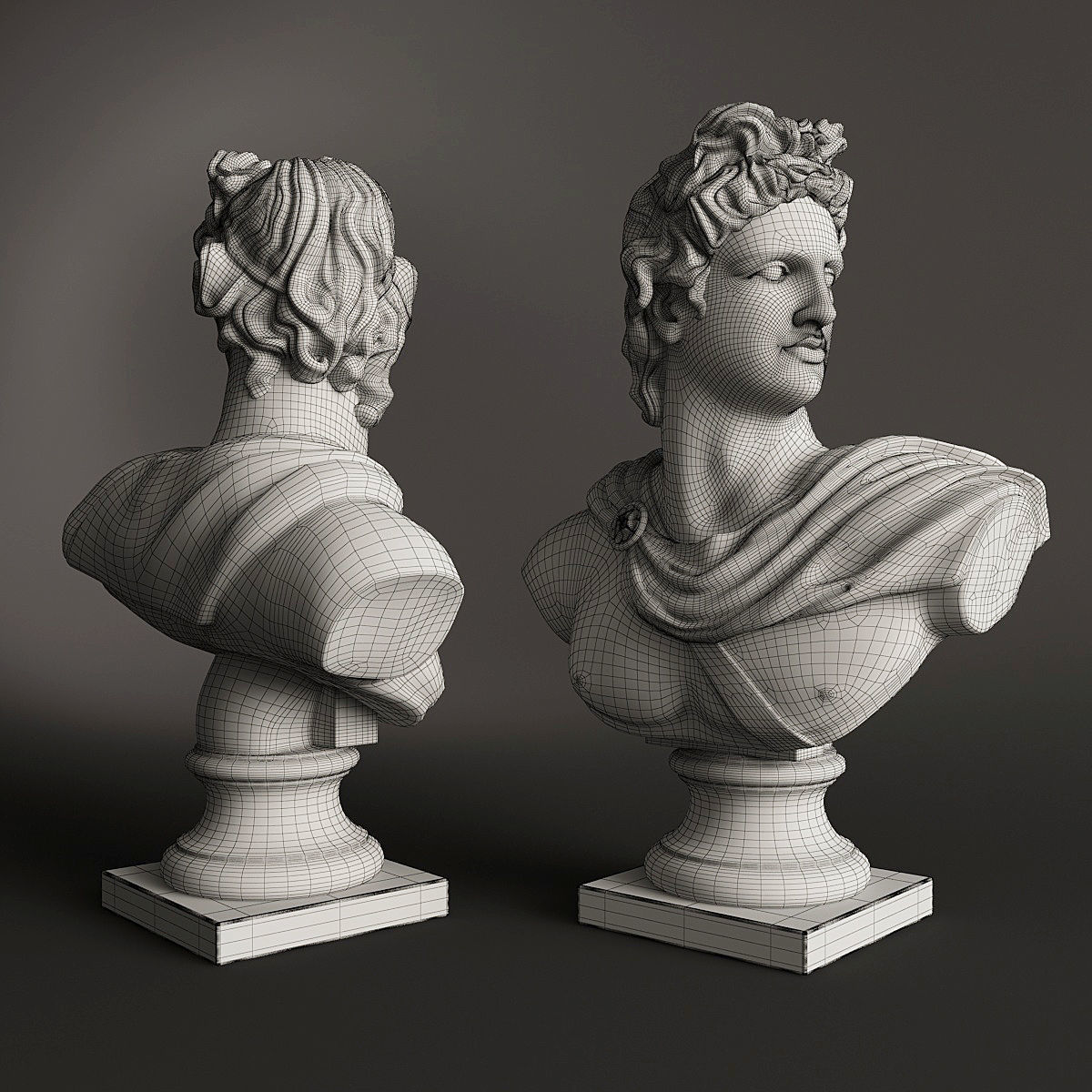 Apollo bust of ancient greek god 3D model_7