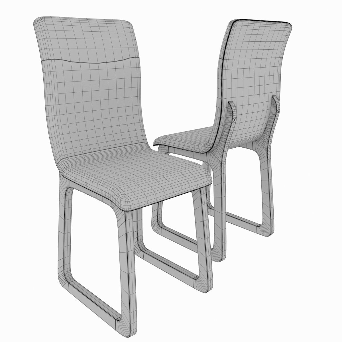 dining set  consisting of a table and bench and chairs 3D model_3