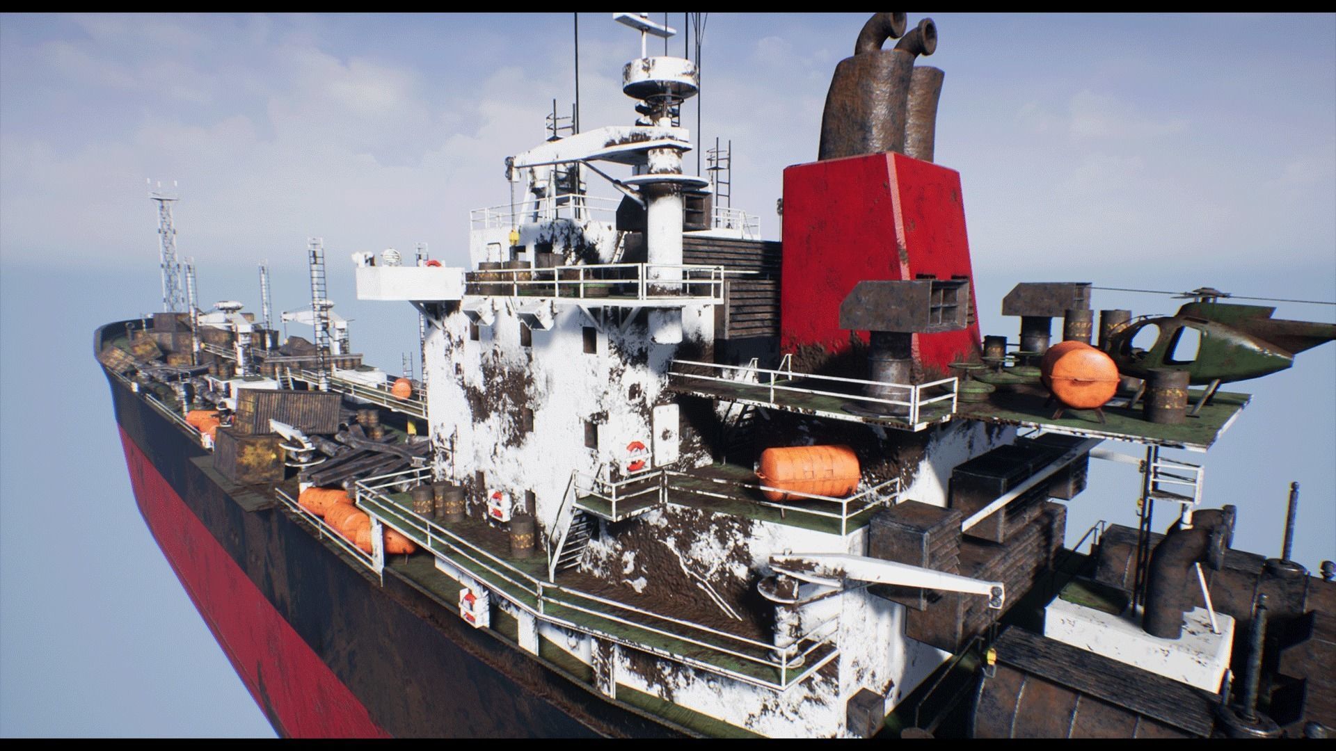 Post-apocalyptic oil tanker Low-poly 3D model_16