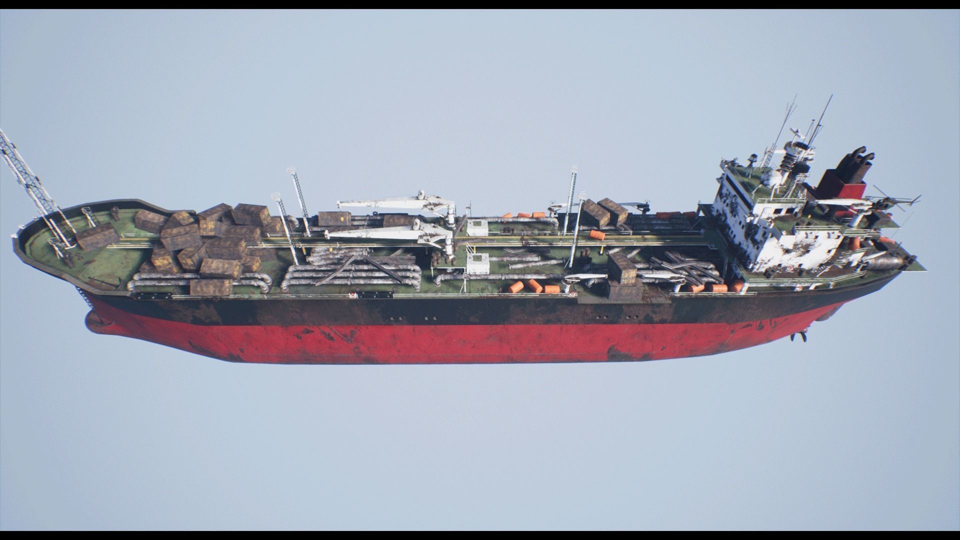 Post-apocalyptic oil tanker Low-poly 3D model_5