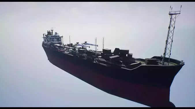 Post-apocalyptic oil tanker Low-poly 3D model