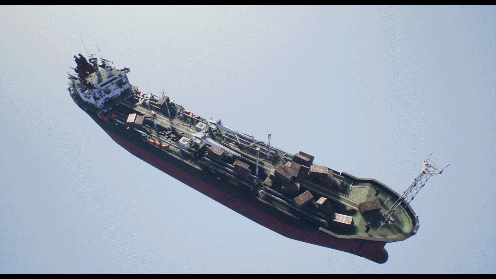 Post-apocalyptic oil tanker Low-poly 3D model_17