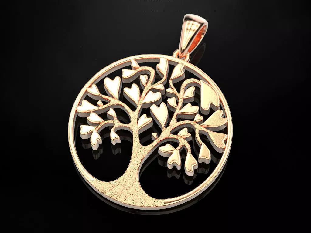 Pendant Tree of Hearts 3D print model_0