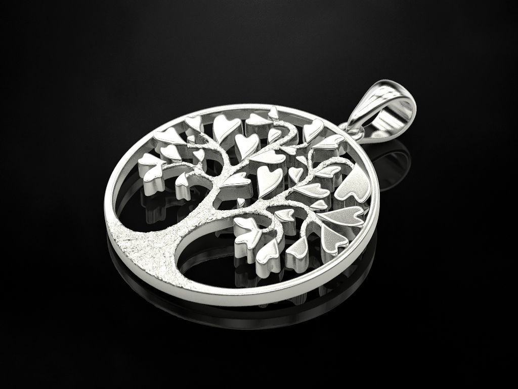 Pendant Tree of Hearts 3D print model_12