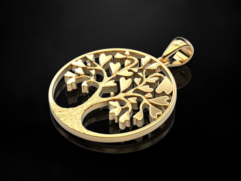 Pendant Tree of Hearts 3D print model_8