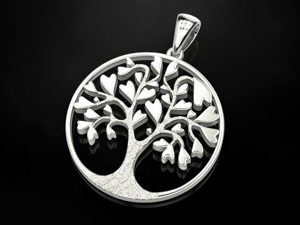 Pendant Tree of Hearts 3D print model_10