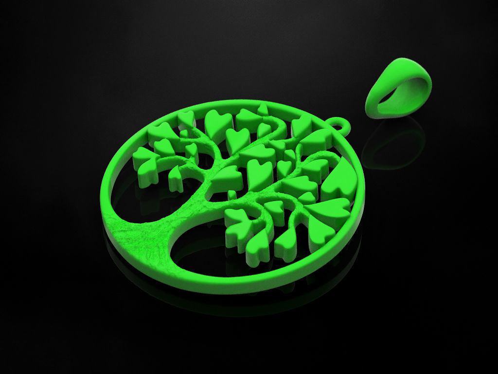 Pendant Tree of Hearts 3D print model_4