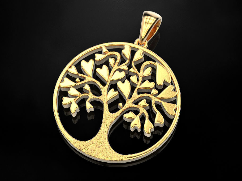 Pendant Tree of Hearts 3D print model_6