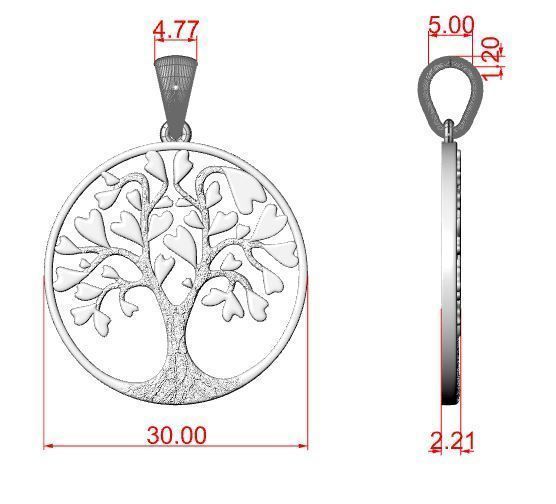 Pendant Tree of Hearts 3D print model_5