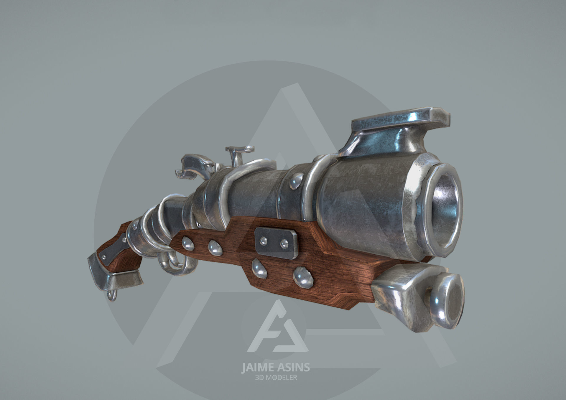 Pirate blunderbuss Low-poly 3D model_2