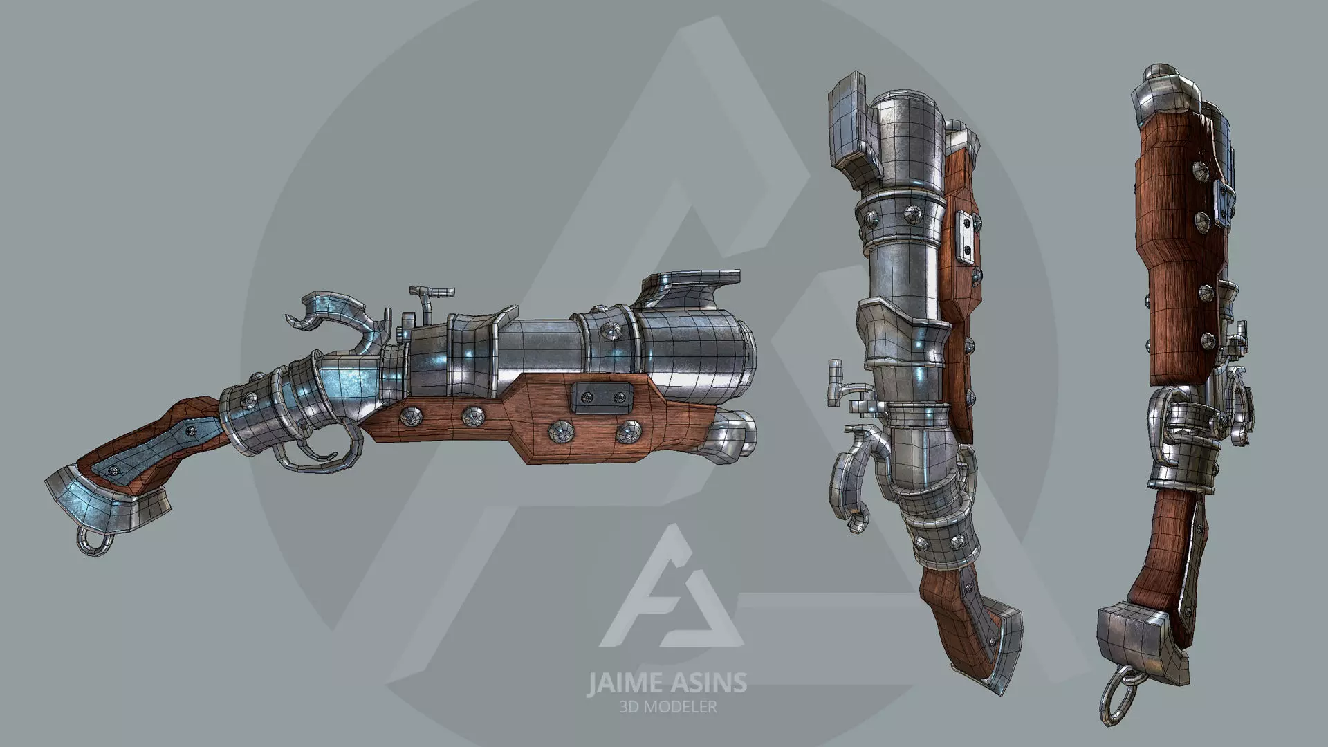 Pirate blunderbuss Low-poly 3D model_0