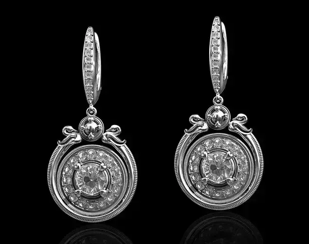 Swan earrings with gems