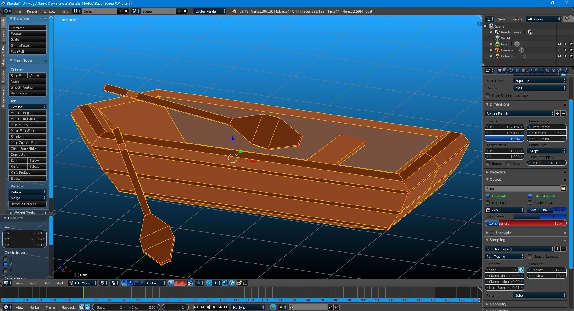Little Row Boat Low-poly 3D model_6