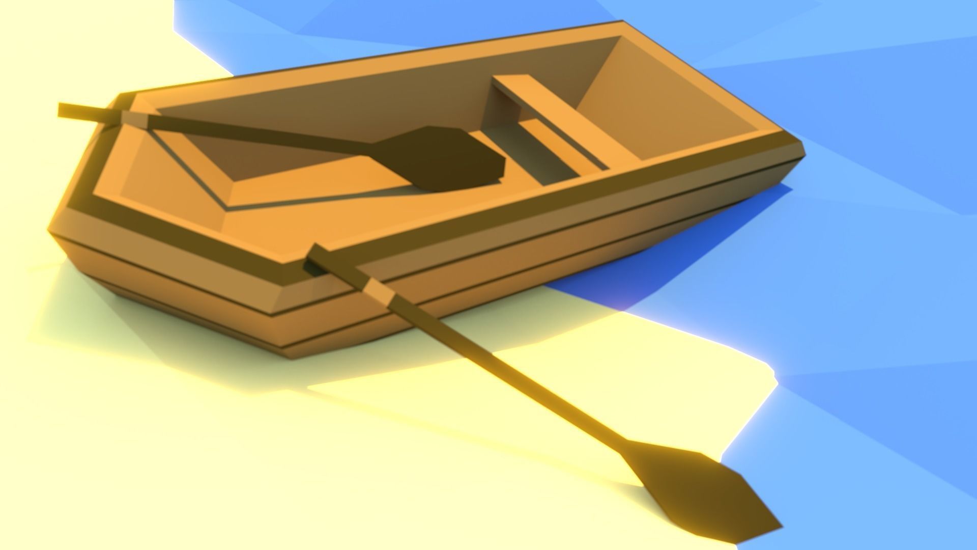Little Row Boat Low-poly 3D model_1