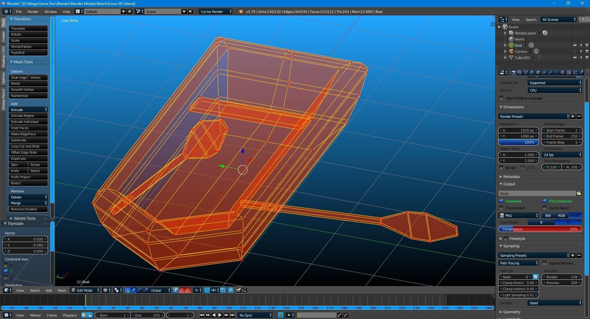 Little Row Boat Low-poly 3D model_12