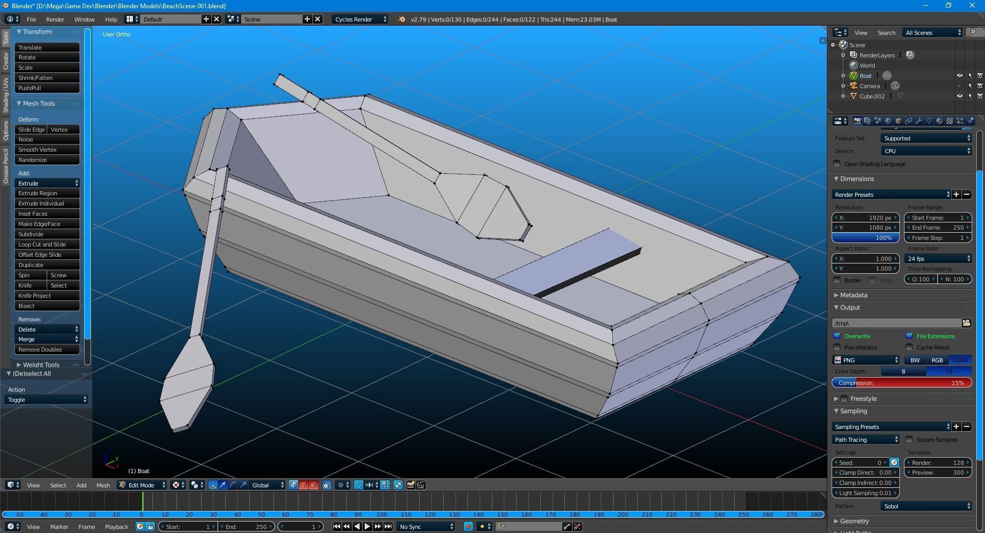 Little Row Boat Low-poly 3D model_7