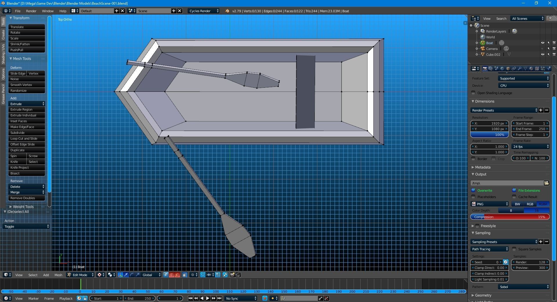 Little Row Boat Low-poly 3D model_10