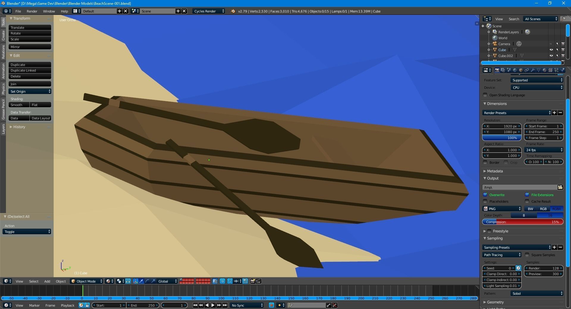 Little Row Boat Low-poly 3D model_2