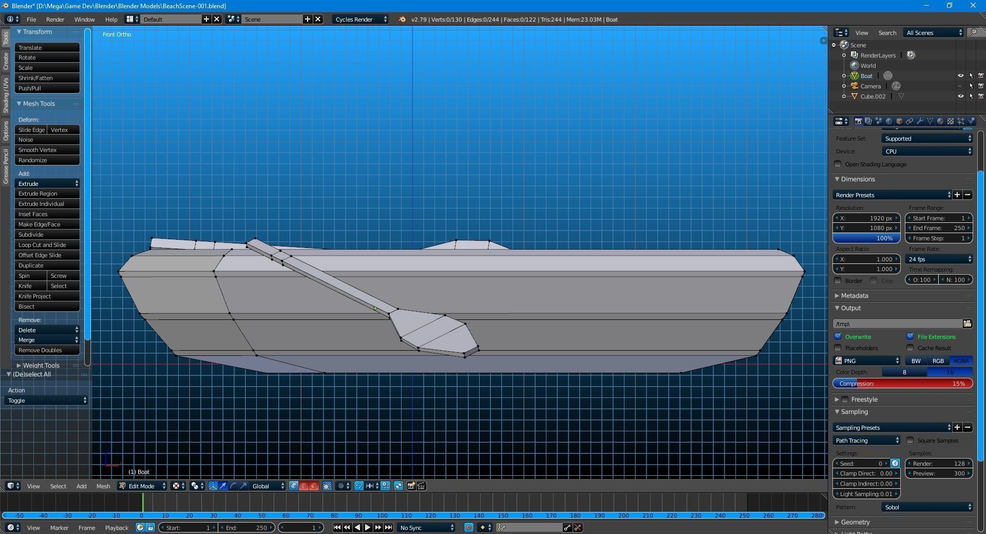Little Row Boat Low-poly 3D model_9